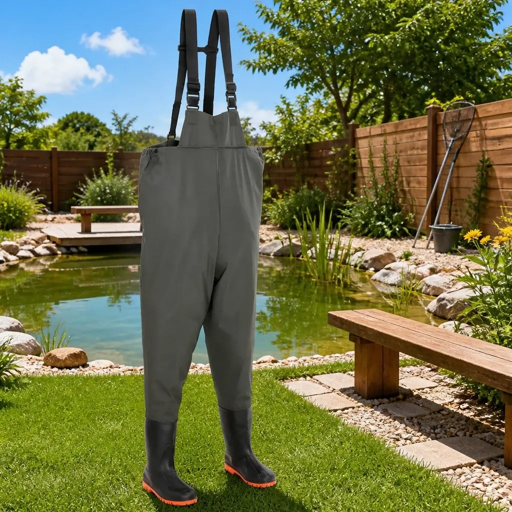 Chest Wading Pants with Boots for Fishing, Green 43