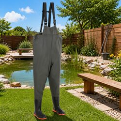 Durable Chest Wading Pants with Boots for Fishing, Green 43