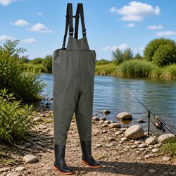Durable Chest Wading Pants with Boots for Fishing - Size 44
