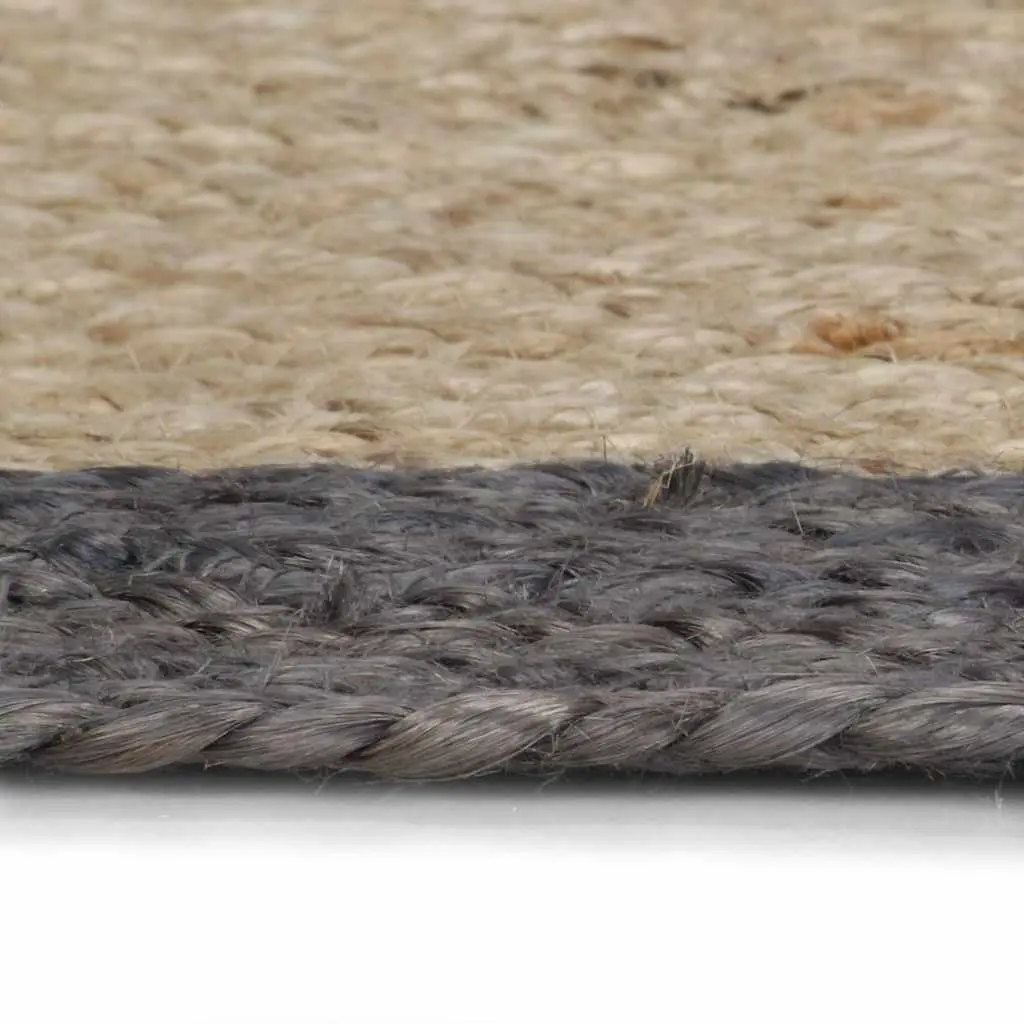 Natural Handmade Jute Area Rug with Grey Border