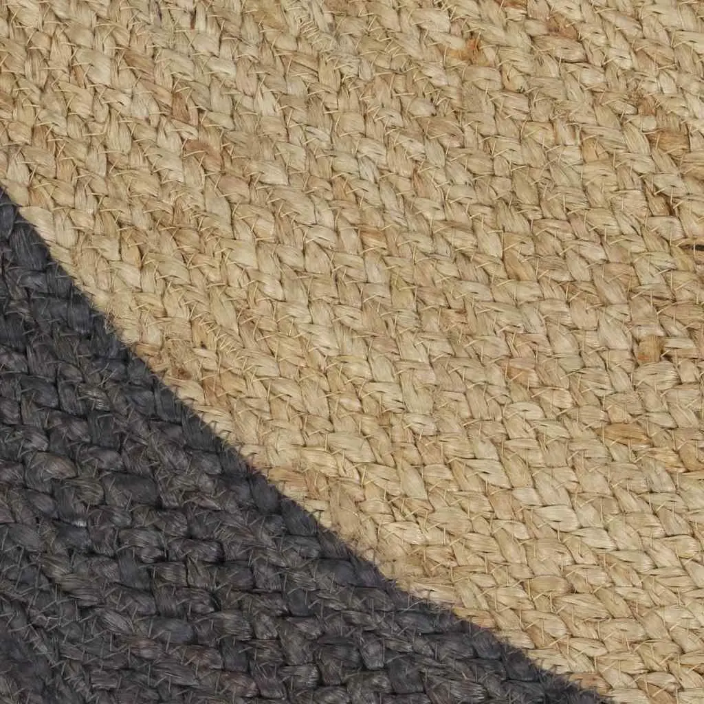 Natural Handmade Jute Area Rug with Grey Border