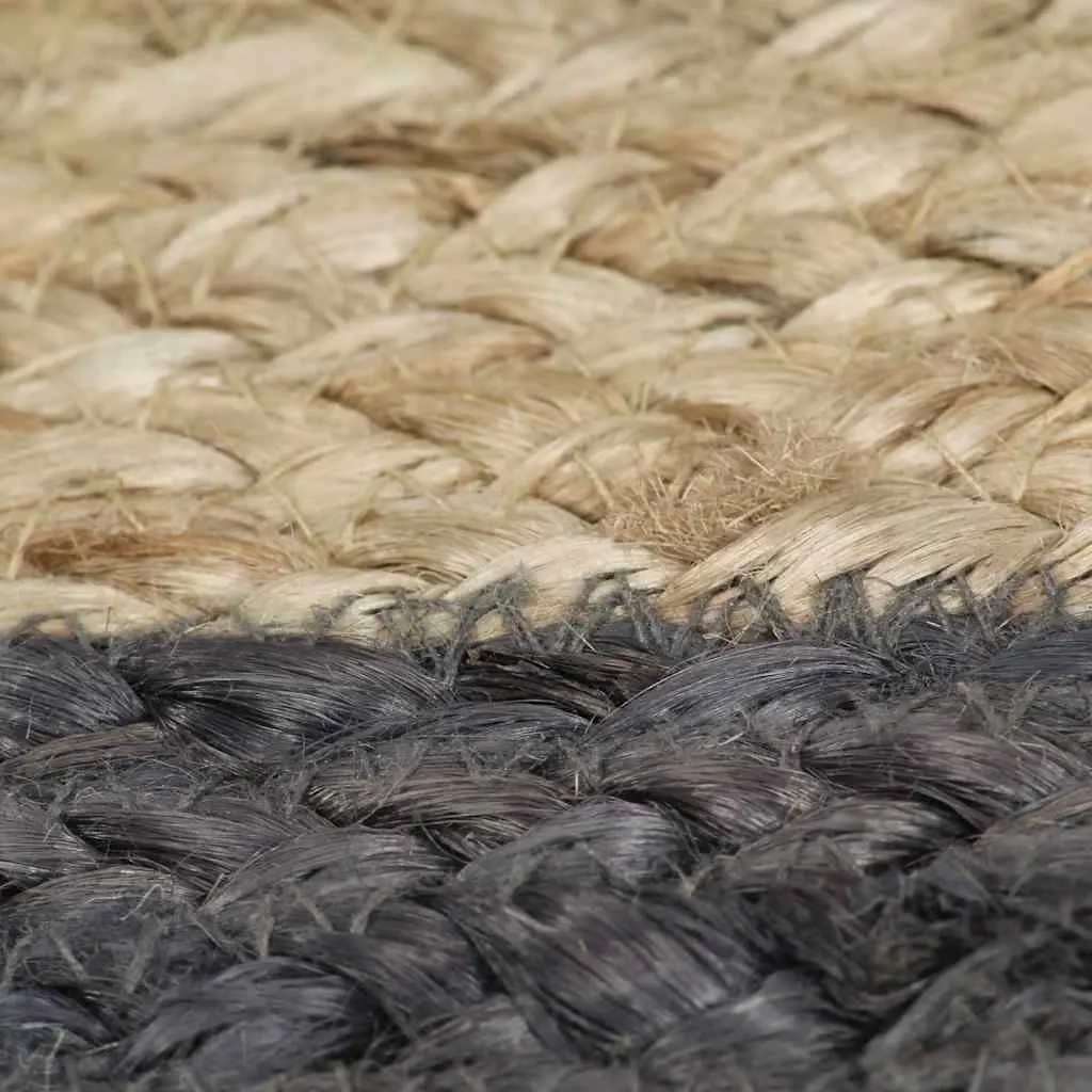 Natural Handmade Jute Area Rug with Grey Border