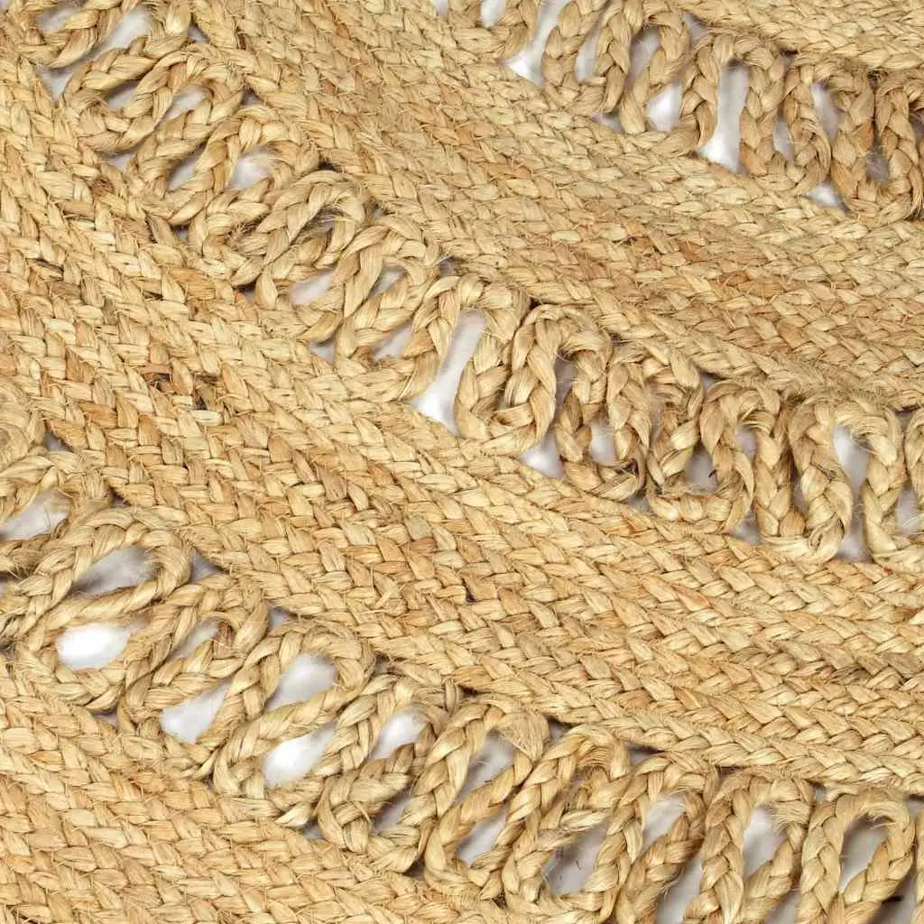 Round Area Rug Jute 120cm Brown Handmade Natural Fiber Decor