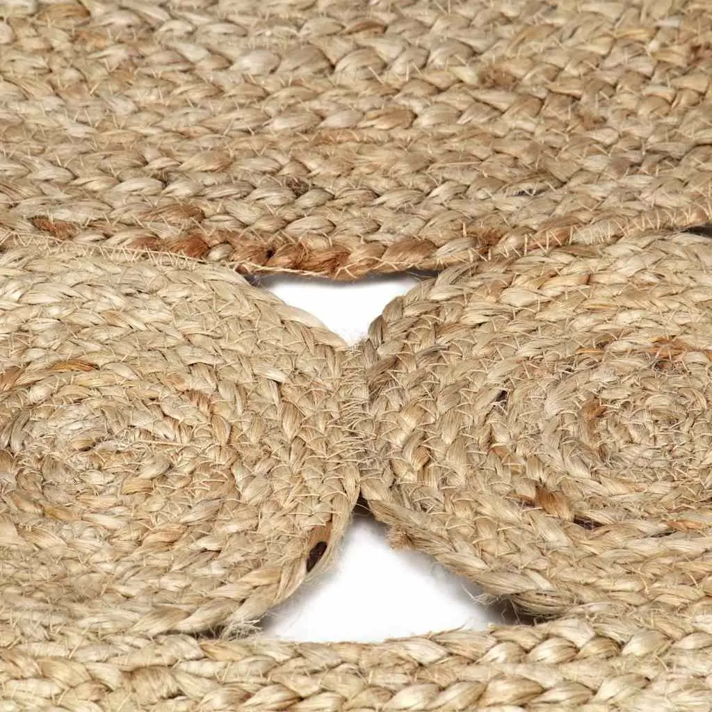 Handmade Braided Jute Area Rug Brown Natural Fibre Floor Carpet Home Decor 90cm