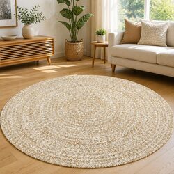 Stunning Handmade Braided Jute Area Rug - 90cm Round