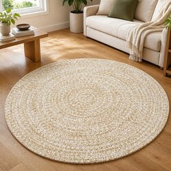 Exceptional Handmade Braided Jute Area Rug Round