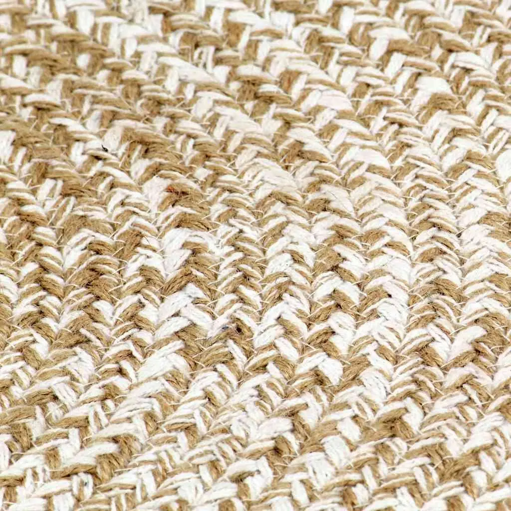 Handmade Braided Jute Area Rug White Natural Round Woven Carpet Home Decor