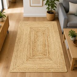 Premium Handwoven Jute Area Rug in Natural Brown 80x160 cm