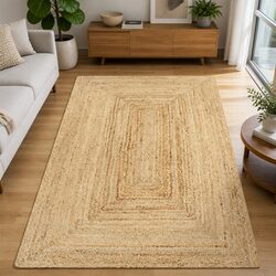 Natural Brown Braided Jute Area Rug 120x180 cm