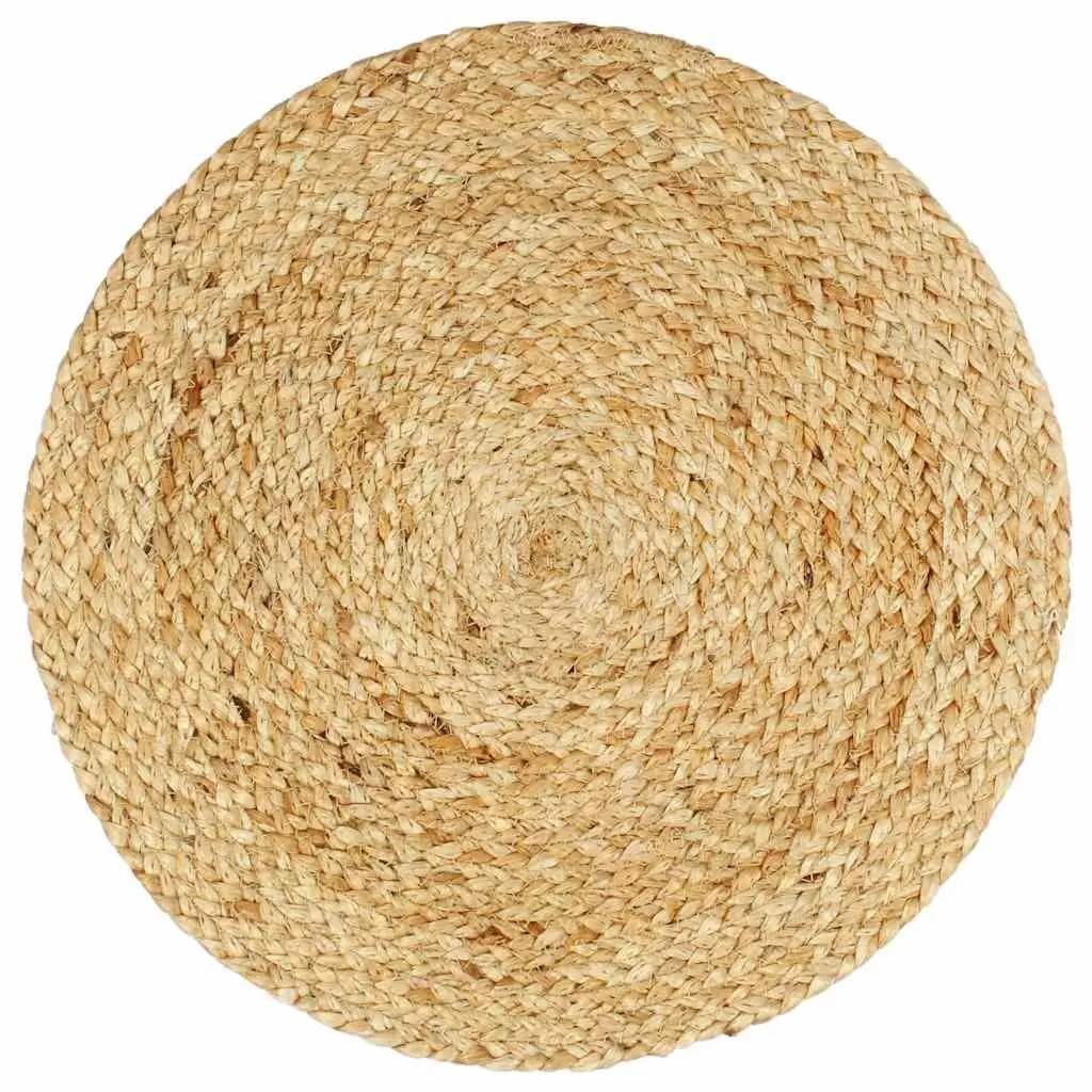 Jute Placemats Round 38cm Brown Handmade Set of 4 for Kitchen Dining Table