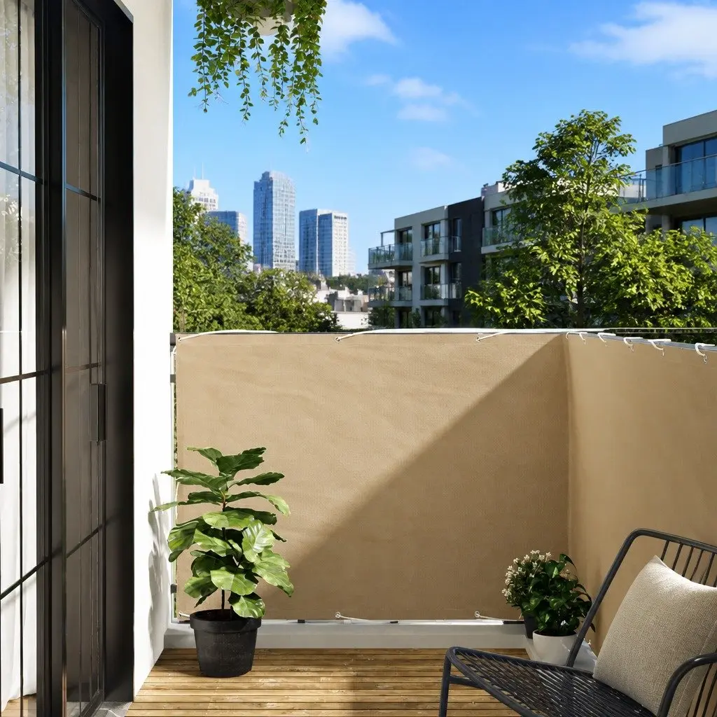 Balcony Screen Shade Oxford Fabric 120x300 cm Beige