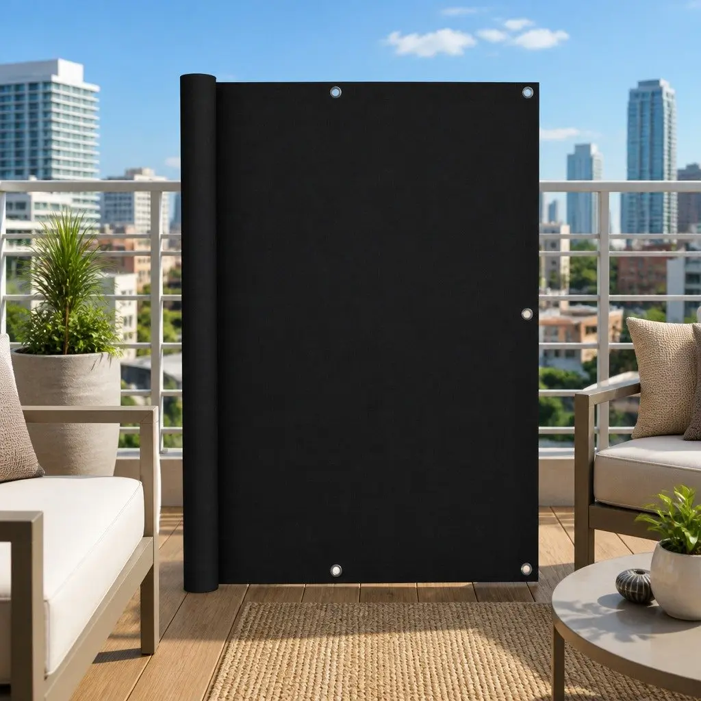 Black Oxford Fabric Privacy Shade for Balconies 120x400cm