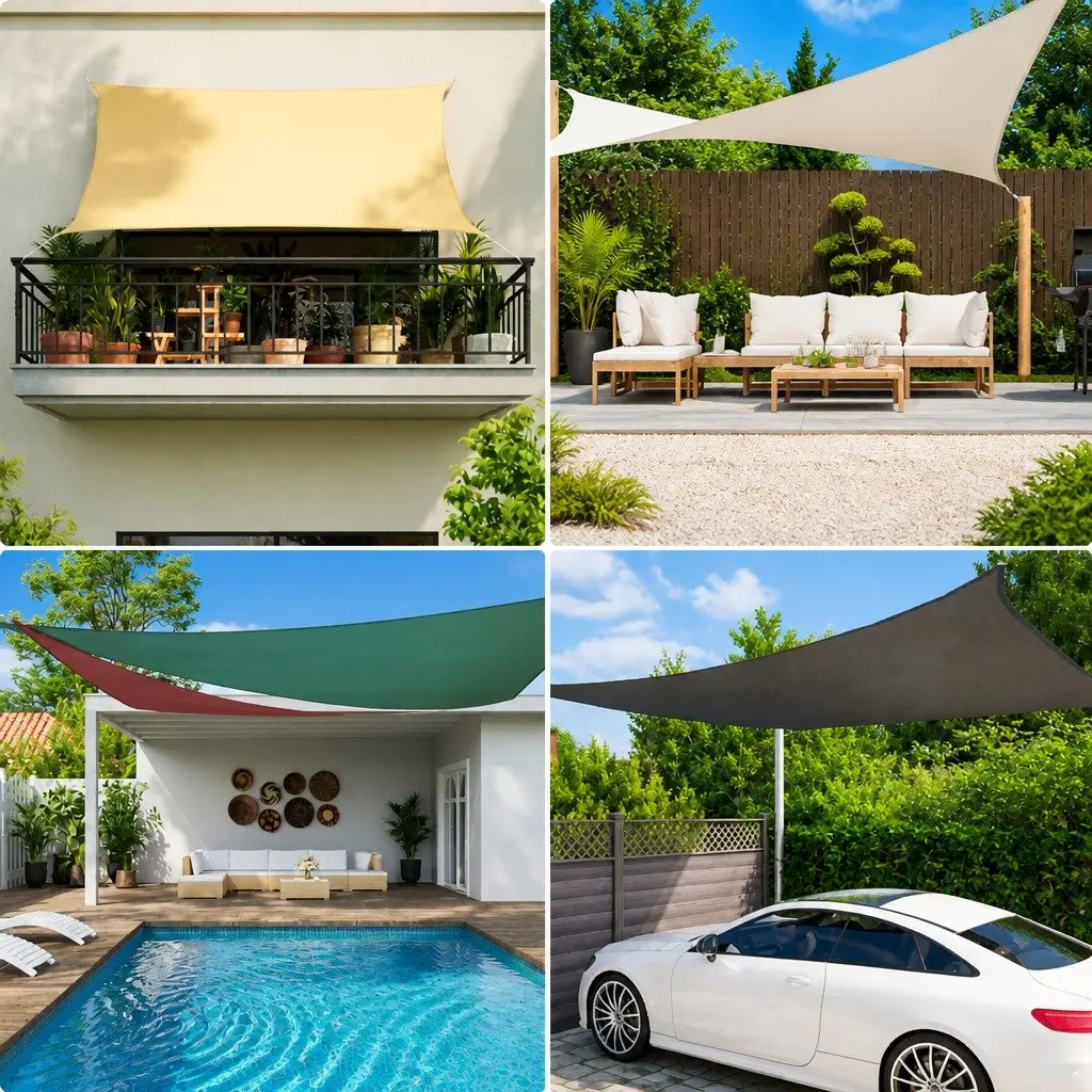White Rectangular Sunshade Sail 2x2.5m