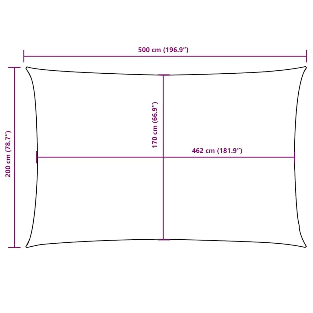 Rectangular Sunshade Sail PU Coated Oxford Fabric 2x5 m White