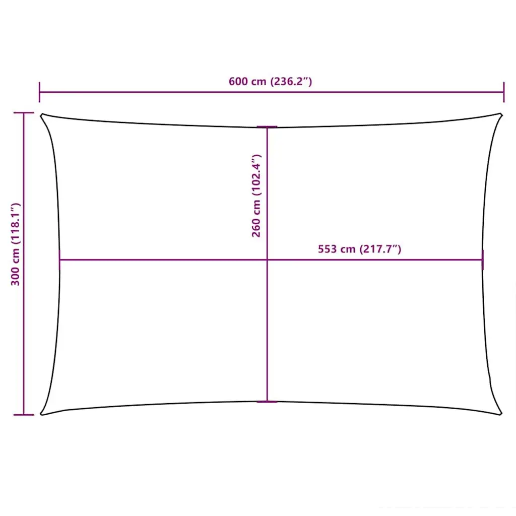 Rectangular Sunshade Sail 3x6m for Outdoors