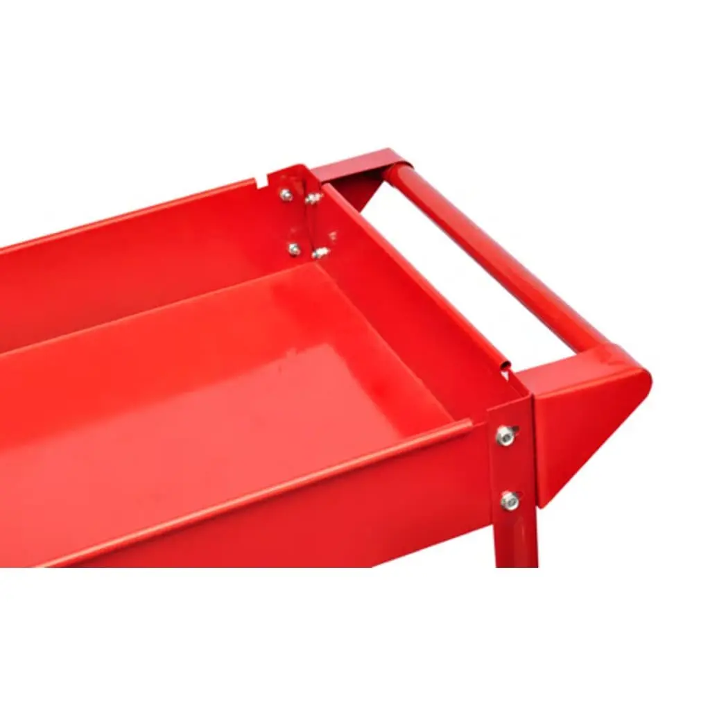 Red Workshop Tool Trolley with 2 Shelves and 100kg Capacity