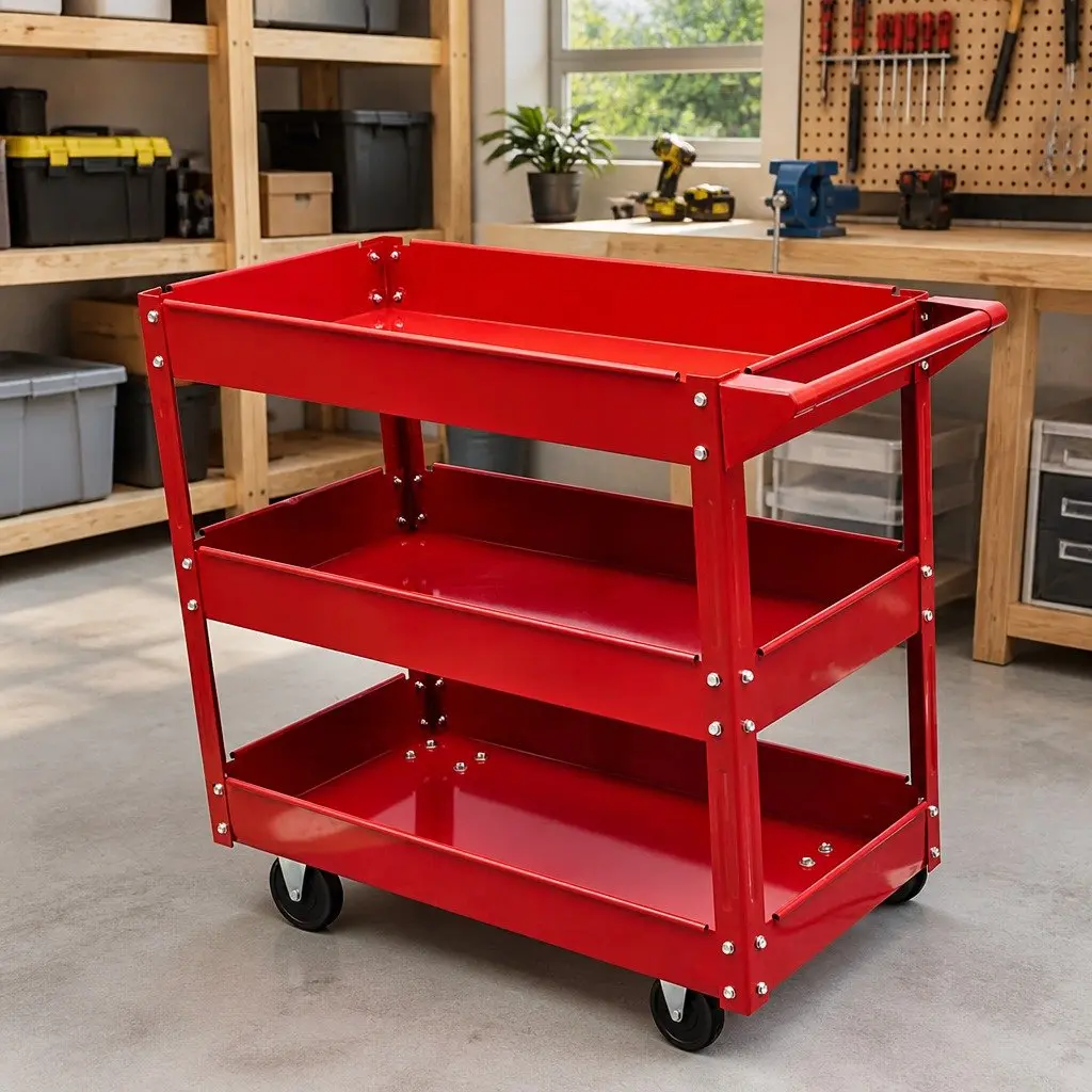 Workshop Tool Trolley with 3 Shelves