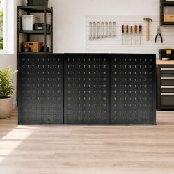 Metal Pegboard Tool Storage Organizer 3-Panel Workshop Garage Hanging Display
