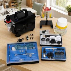 Premium Airbrush Compressor Set with 3 Spray Guns