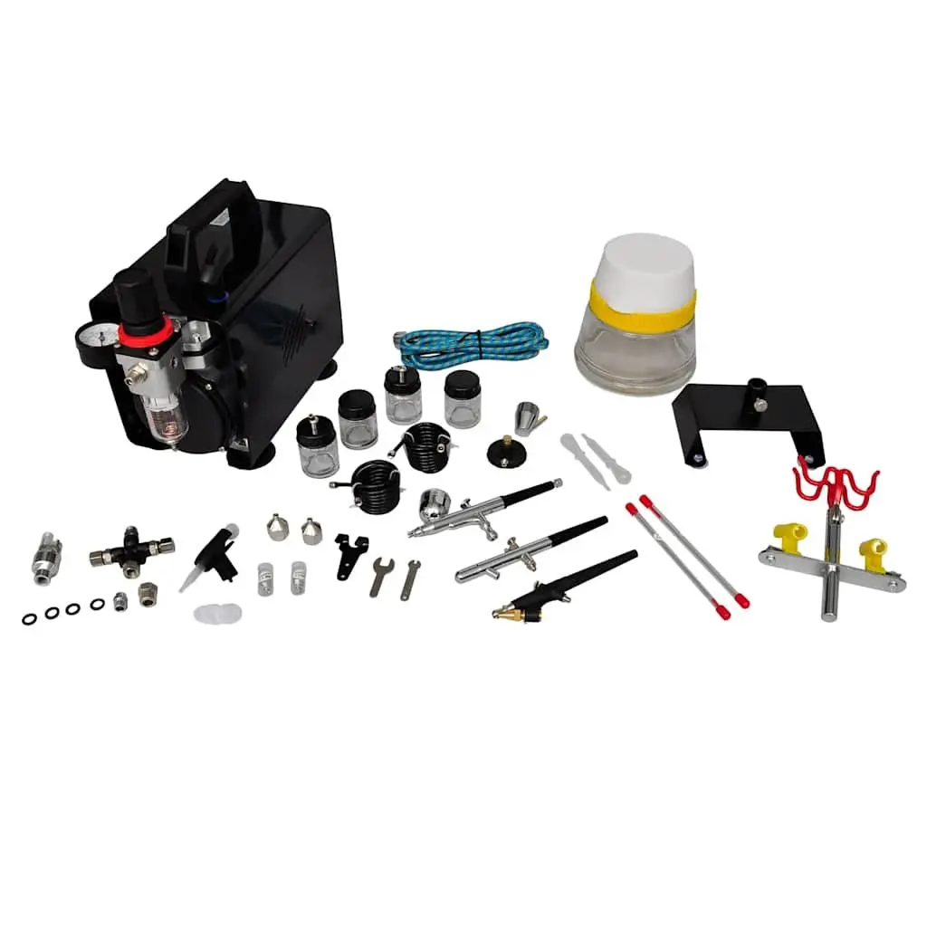 Airbrush Compressor Set Mini Piston 255x135x220mm with 3 Spray Guns