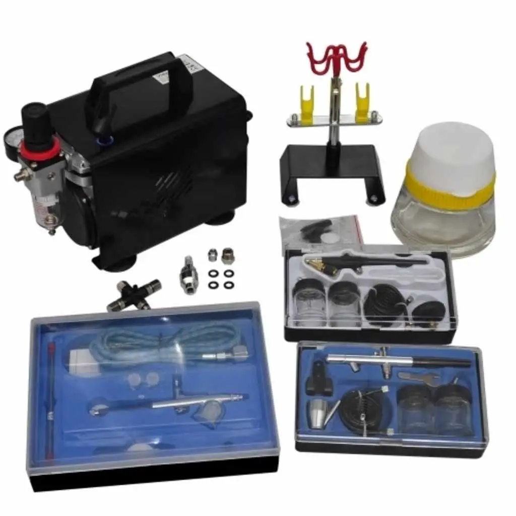 Airbrush Compressor Set Mini Piston 255x135x220mm with 3 Spray Guns