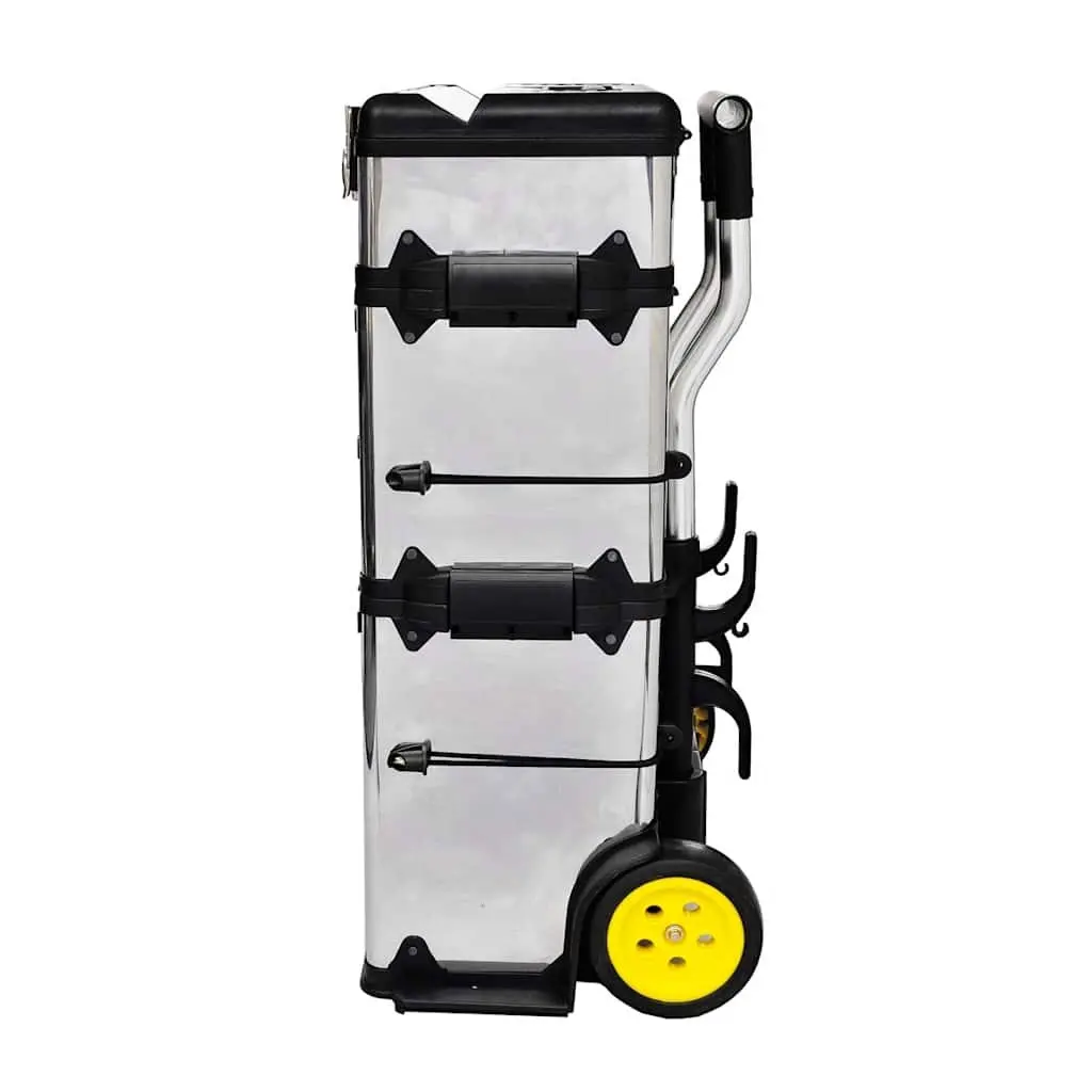 3-Part Rolling Tool Box with 2 Wheels Silver Mobile Storage Organiser