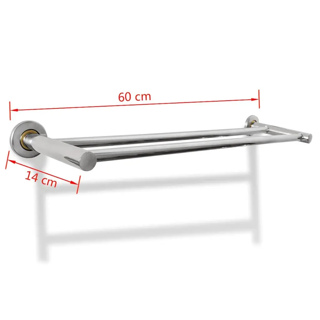 Silver Wall Mounted Towel Rack with 2 Tubes