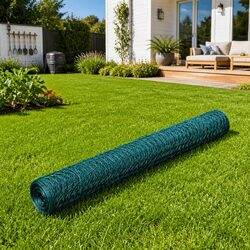 Durable PVC Coated Chicken Wire Fence Panel 25x1 m Green