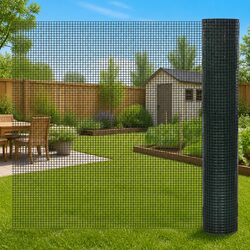 Wire Mesh Fence Panel 10x1m Green Chicken Poultry Cage Aviary Livestock