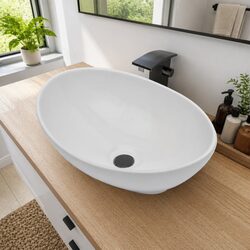 White Oval Ceramic Bathroom Sink for Modern Spaces