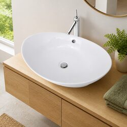 High-Quality Ceramic Oval Bathroom Sink with Overflow