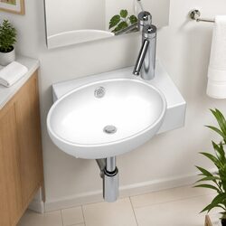 Premium White Ceramic Bathroom Sink Basin with Overflow
