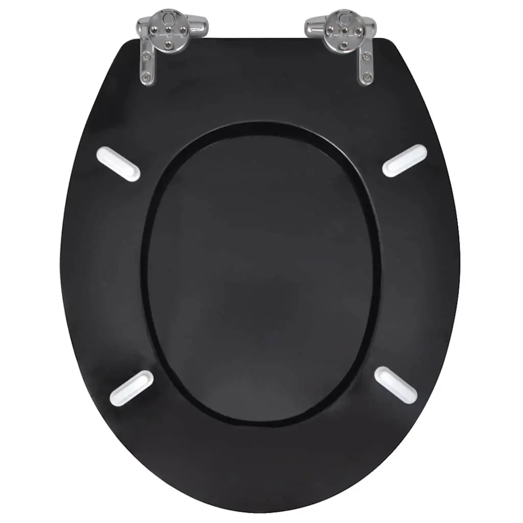 Black Toilet Seat with Soft Close and Adjustable Hinges