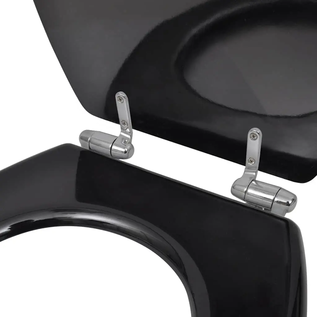 Black Toilet Seat with Soft Close and Adjustable Hinges