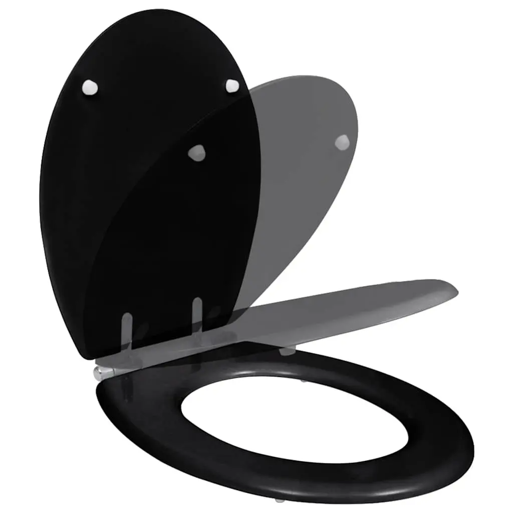 Black Toilet Seat with Soft Close and Adjustable Hinges