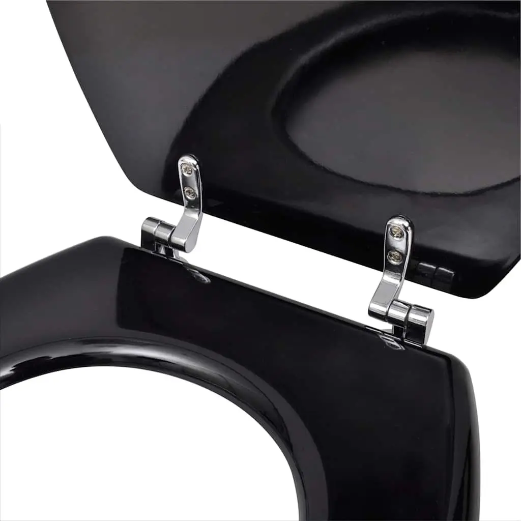 Universal Toilet Seat MDF Lid Black Chrome Hinges