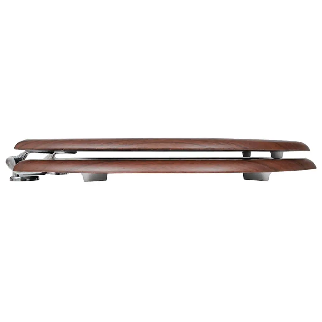 Brown MDF Toilet Seat with Chrome Hinges