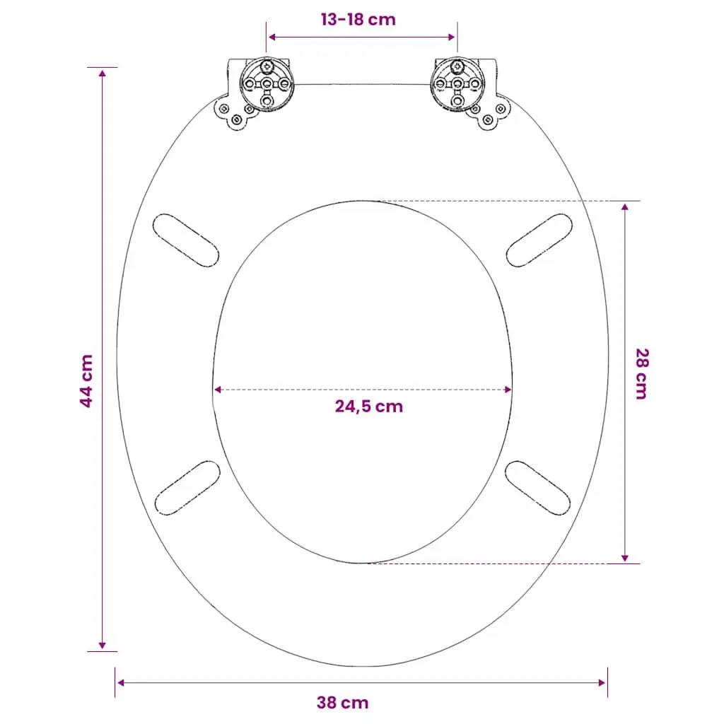 Brown MDF Toilet Seat with Chrome Hinges