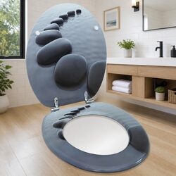 Premium Grey MDF Toilet Seat with Adjustable Hinges