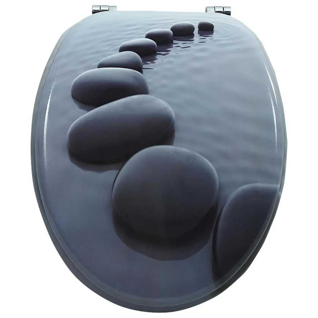 Grey MDF Toilet Seat with Adjustable Hinges