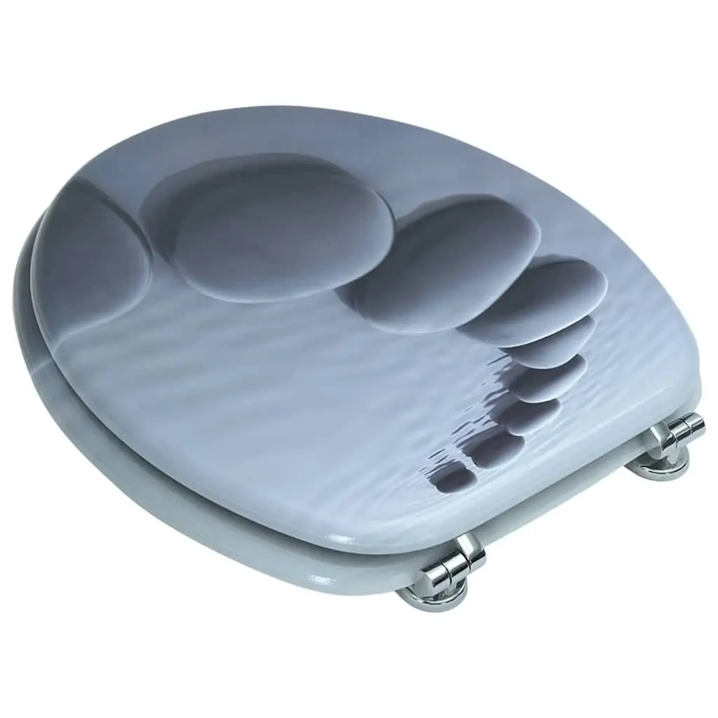 Grey MDF Toilet Seat with Adjustable Hinges