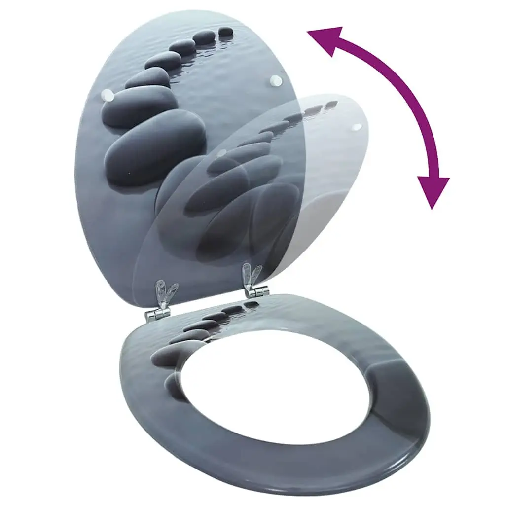 Grey MDF Toilet Seat with Adjustable Hinges