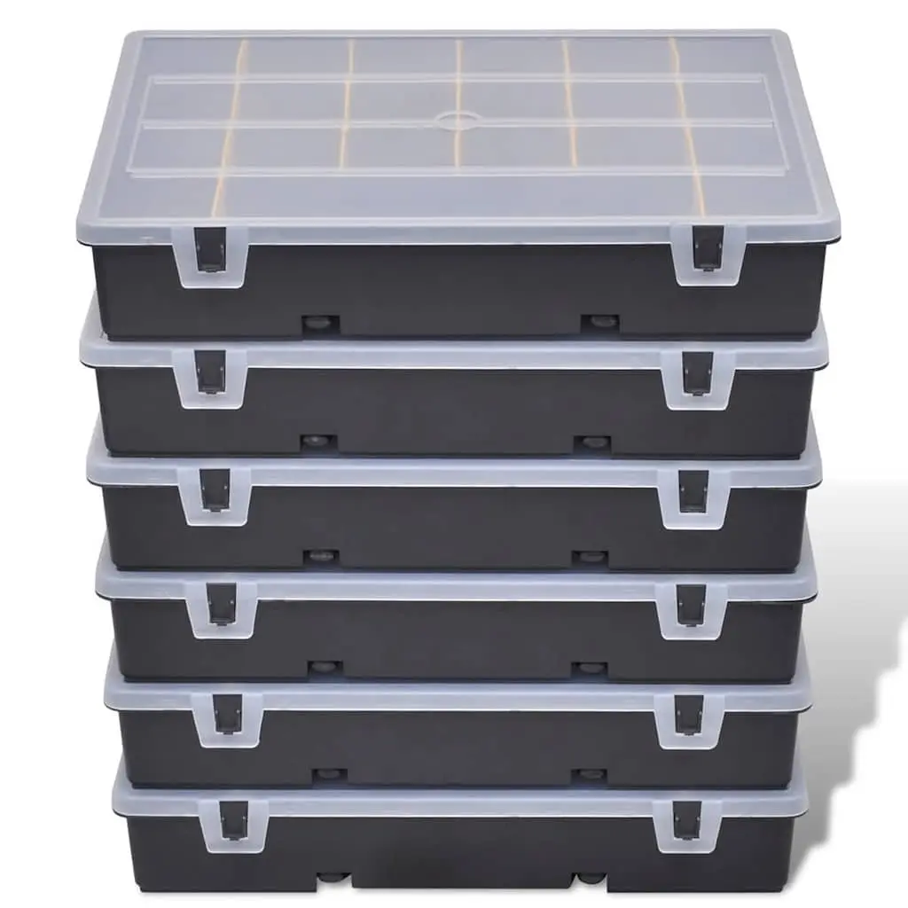 Black Compartment Organizer Tool Box Set of 6