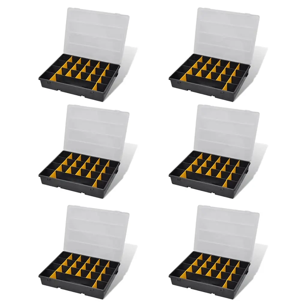 Black Compartment Organizer Tool Box Set of 6