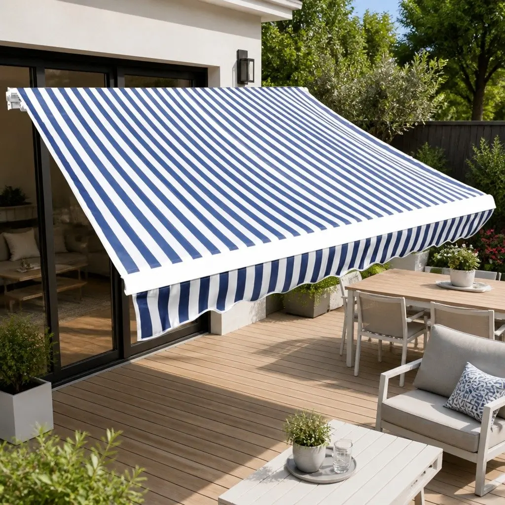 Blue and White Awning Replacement Fabric 3x2.5m