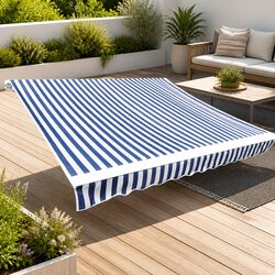 Durable Blue White Awning Replacement Fabric 4x3m