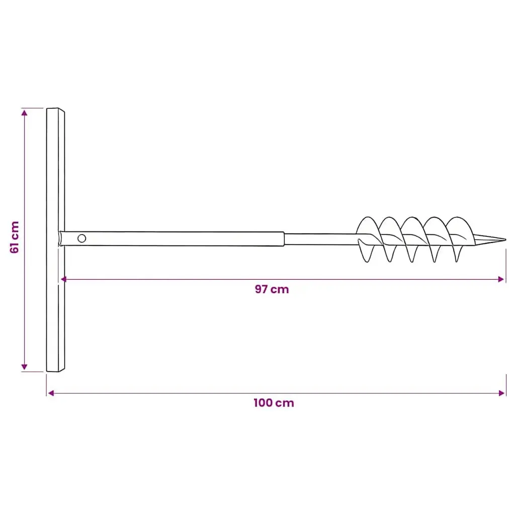 Ground Drill Auger Bit Steel 100mm Double Spiral Black