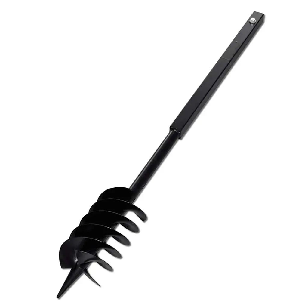 Ground Drill Auger Steel 120mm Double Spiral Black Gardening Tool