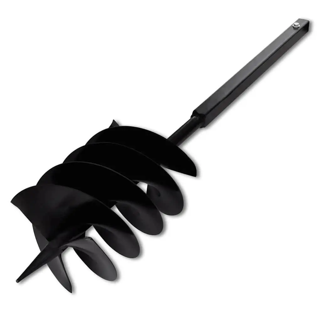 Ground Drill Auger Bit Steel 200mm Black Three Spirals Gardening Digging Tool