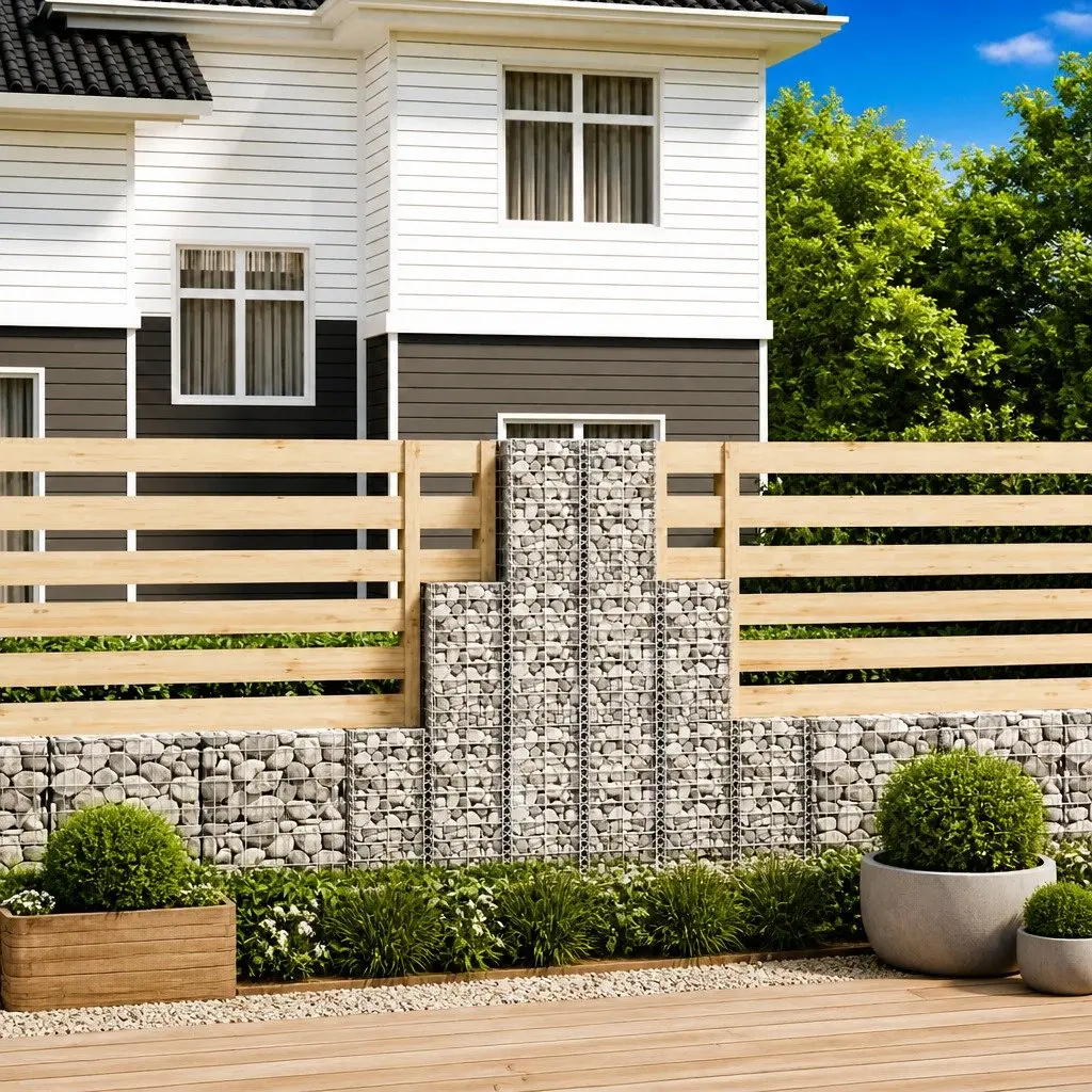 6-Piece Gabion Basket Set for Strong Garden Barriers